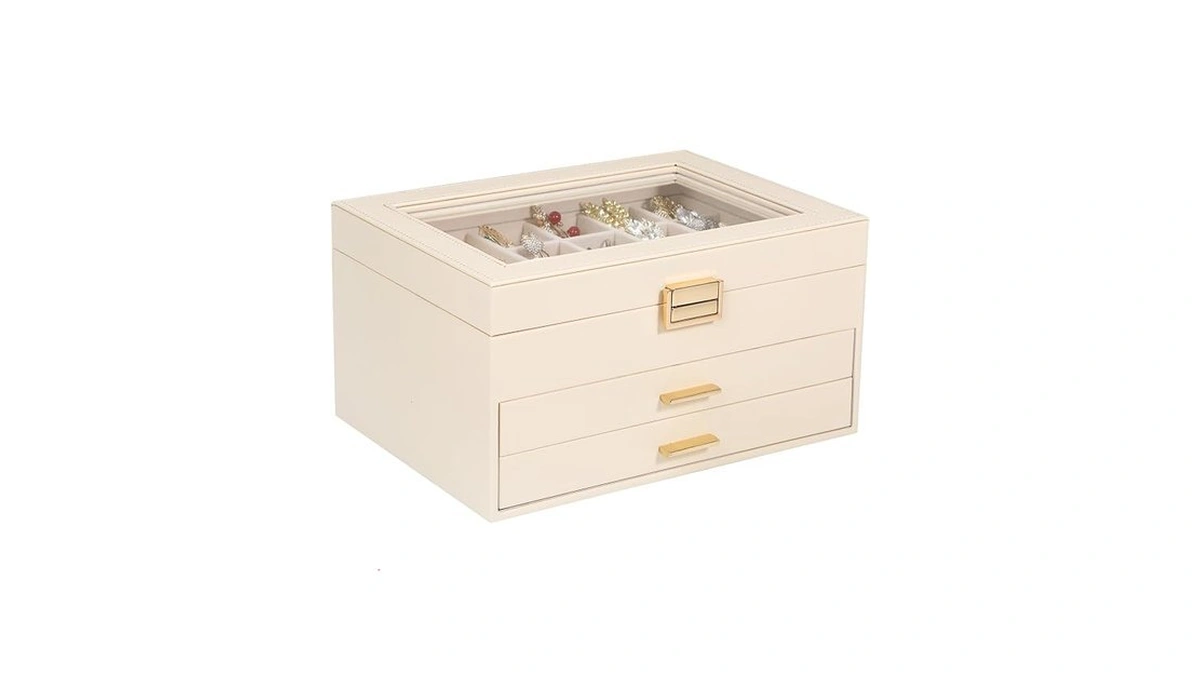 Voova Jewelry Box Organizer For Women Girls, 3 Layer Pu