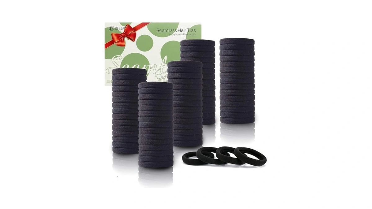 Bessrung 100pcs Black Hair Ties For Women Girls, Seamless Thick