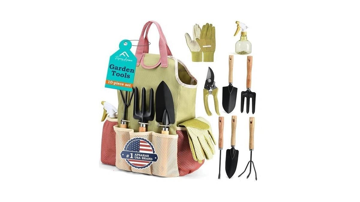 Apsaras Usa Gardening Tools, Garden Tool Set, 10 Pieces Heavy