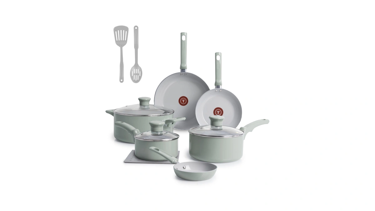 T-fal Refresh Ceramic Nonstick Cookware Set, Oven Safe Up To