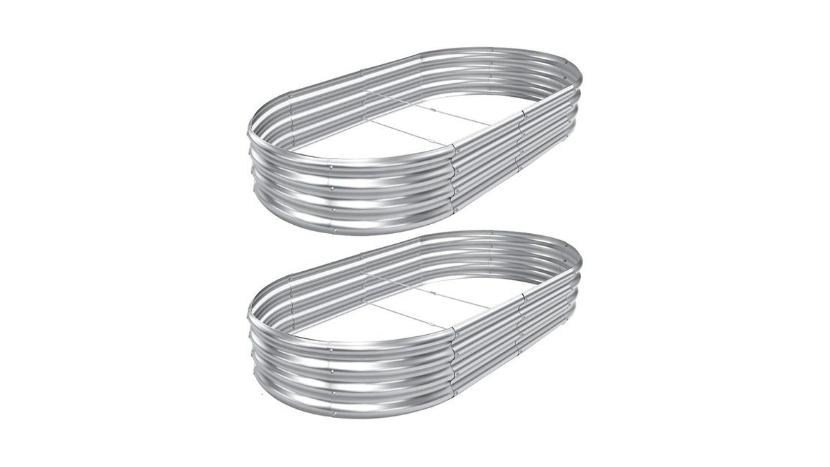 Aheonlar 2pack 8×4×1ft Raised Garden Bed，outdoor Galvanized Planter Boxes, Oval