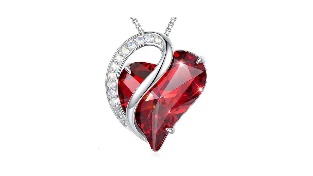 Quietrose Crystal Heart Necklace, Silver‑tone Curved Pendant, 18+2"