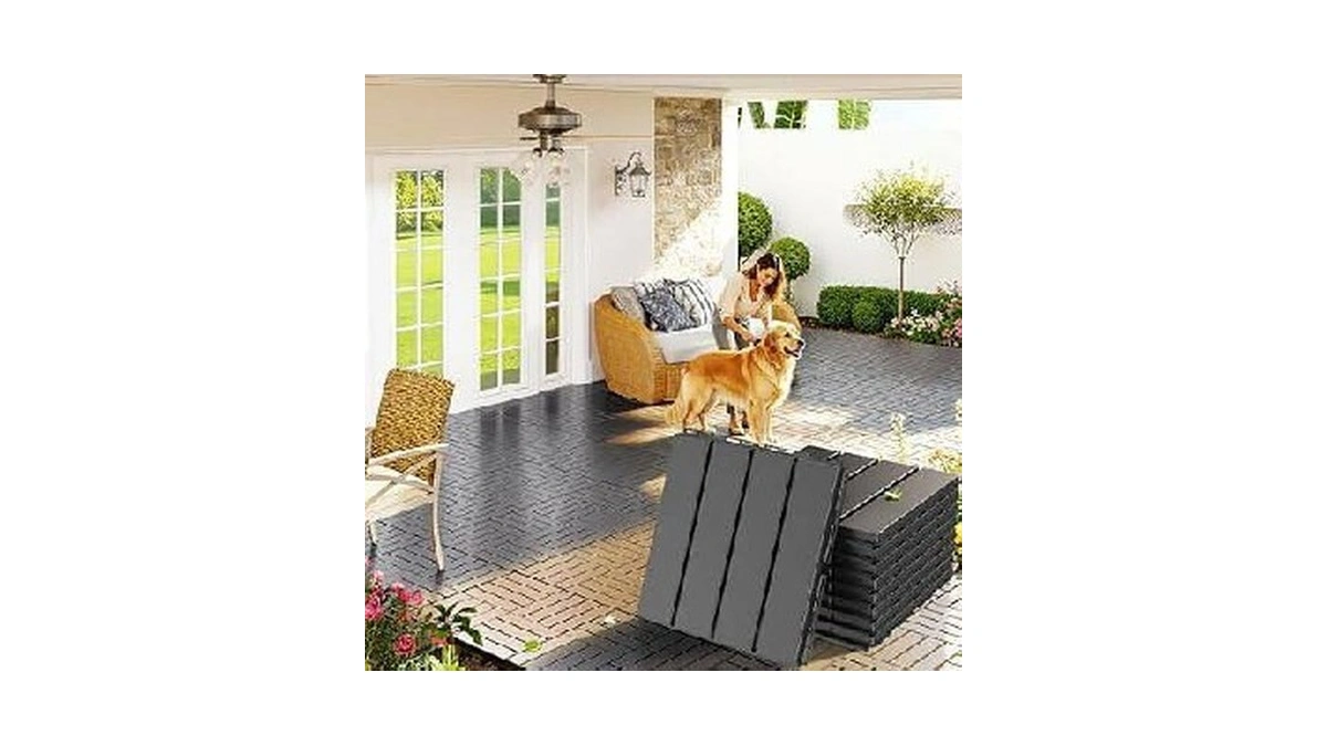 Plastic Interlocking Deck Tiles Pack Waterpro...