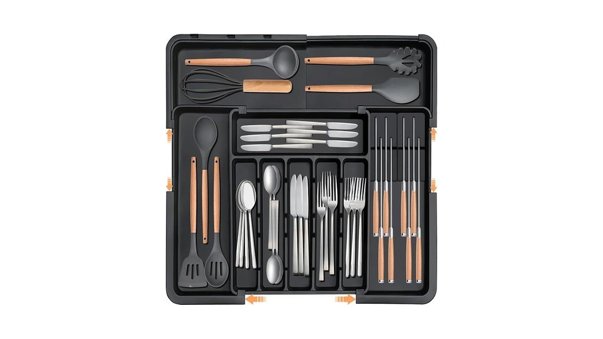 Homecor Silverware Organizer - Expandable Large Kitchen Drawer Organizer Utensil
