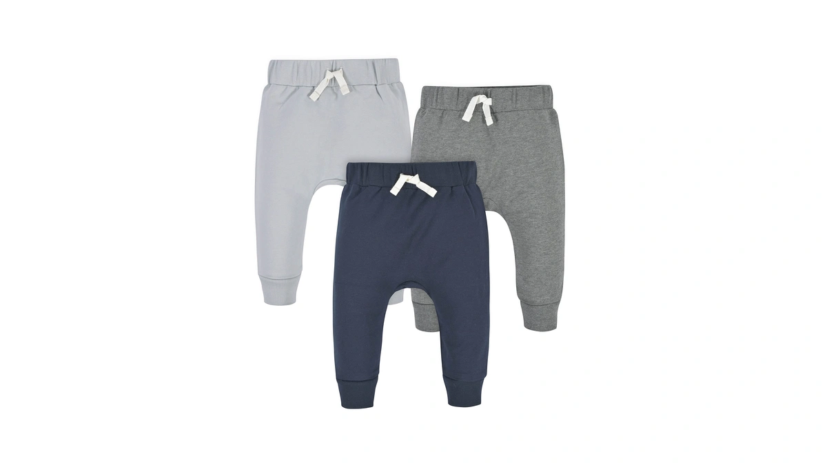 Gerber Baby Boys Toddler 3-pack Jogger Sweatpants, Navy/gray, 2t Us