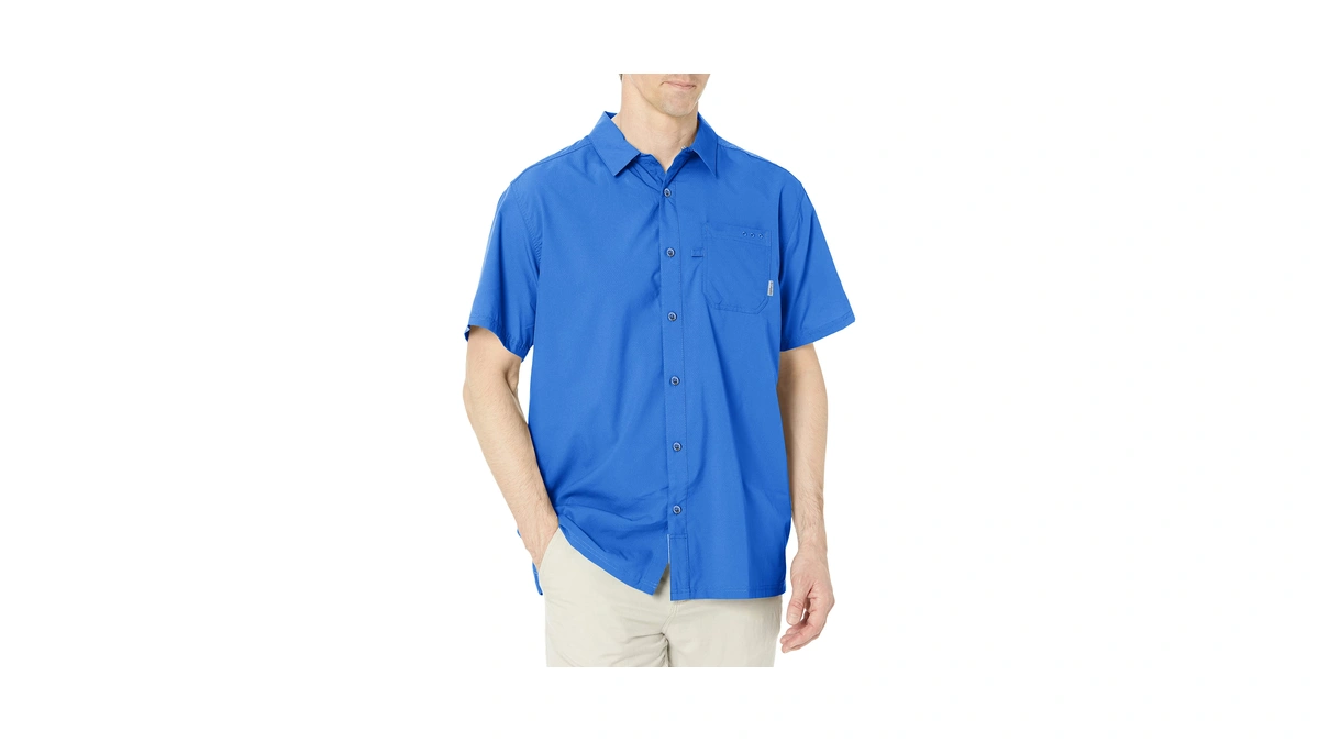 Columbia Mens Slack Tide Short Sleeve Camp Shirt, Vivid Blue,