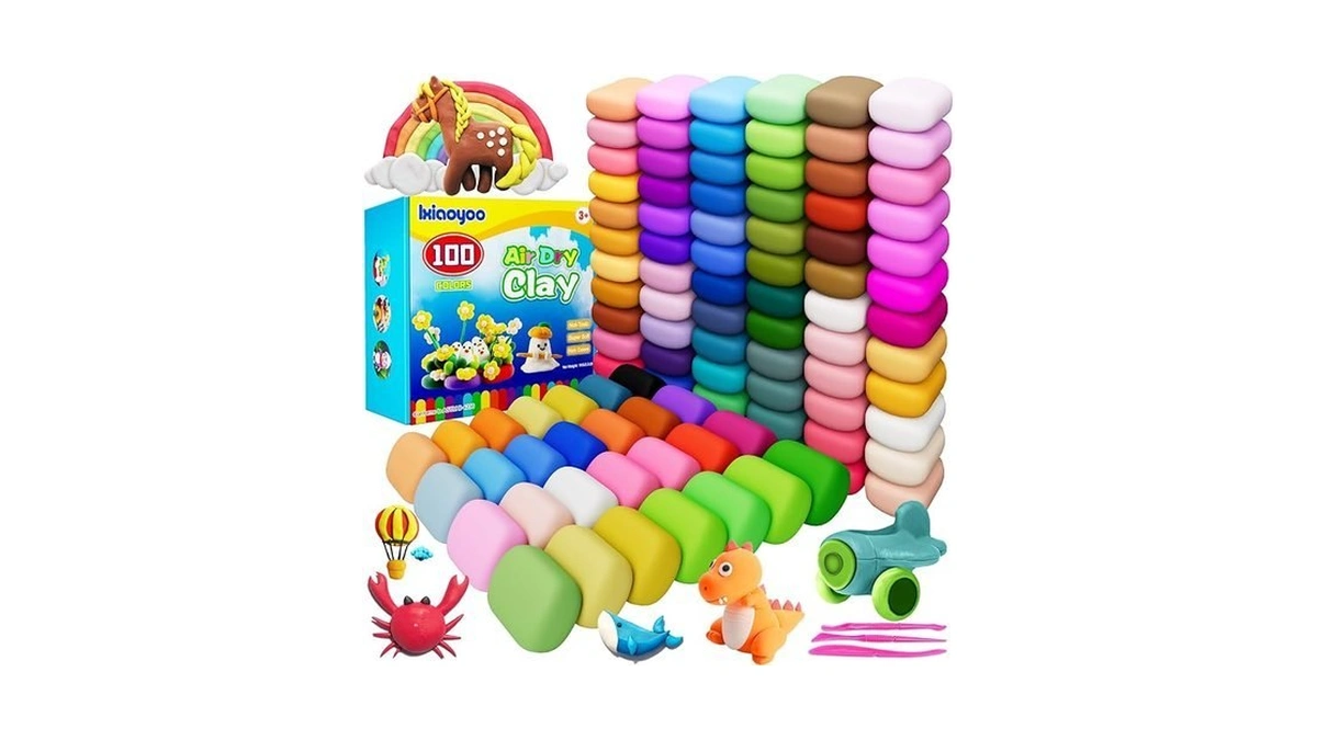 Ixiaoyoo Air Dry Clay, 100 Colors Foam Modeling Clay For