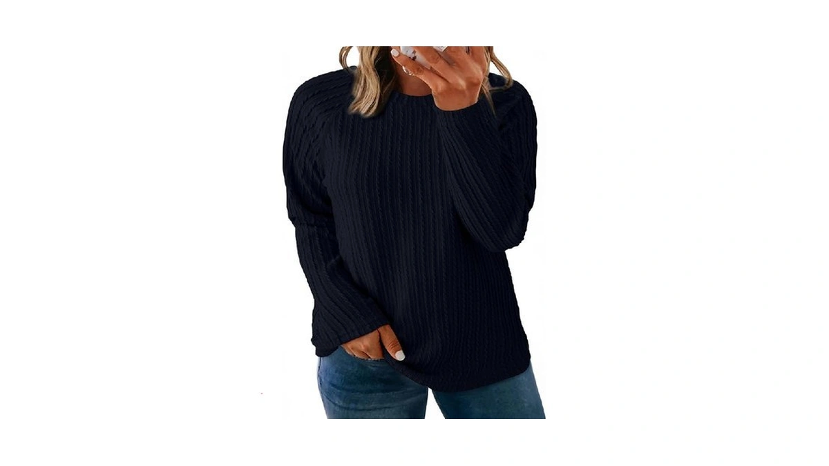 Eytino Plus Size Tops For Women Crewneck Long Sleeve Loose