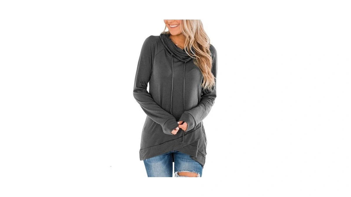Fallorchid Womens Cowl Neck Tunic Tops Long Sleeve Pullovers Casual