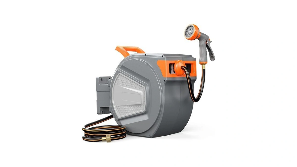Olixis Automatic Retractable Garden Hose Reel, Heavy Duty Wall Mounted