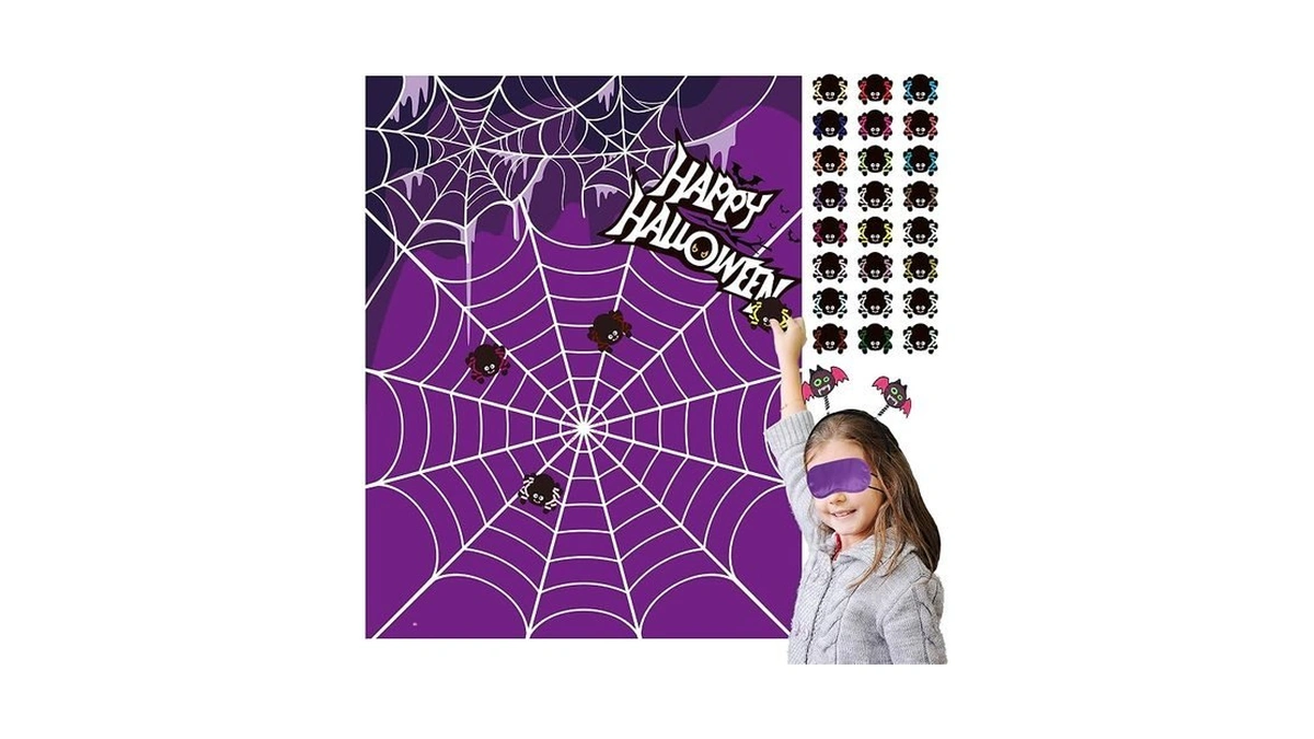 Happy Storm Halloween Games For Kids - Pin The Spider