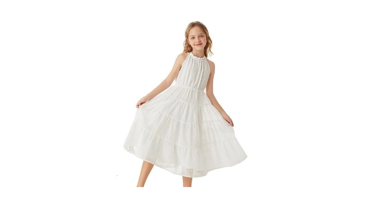 Grace Karin Girls Halter Neck Dress Sleeveless Casual A-line Flowy