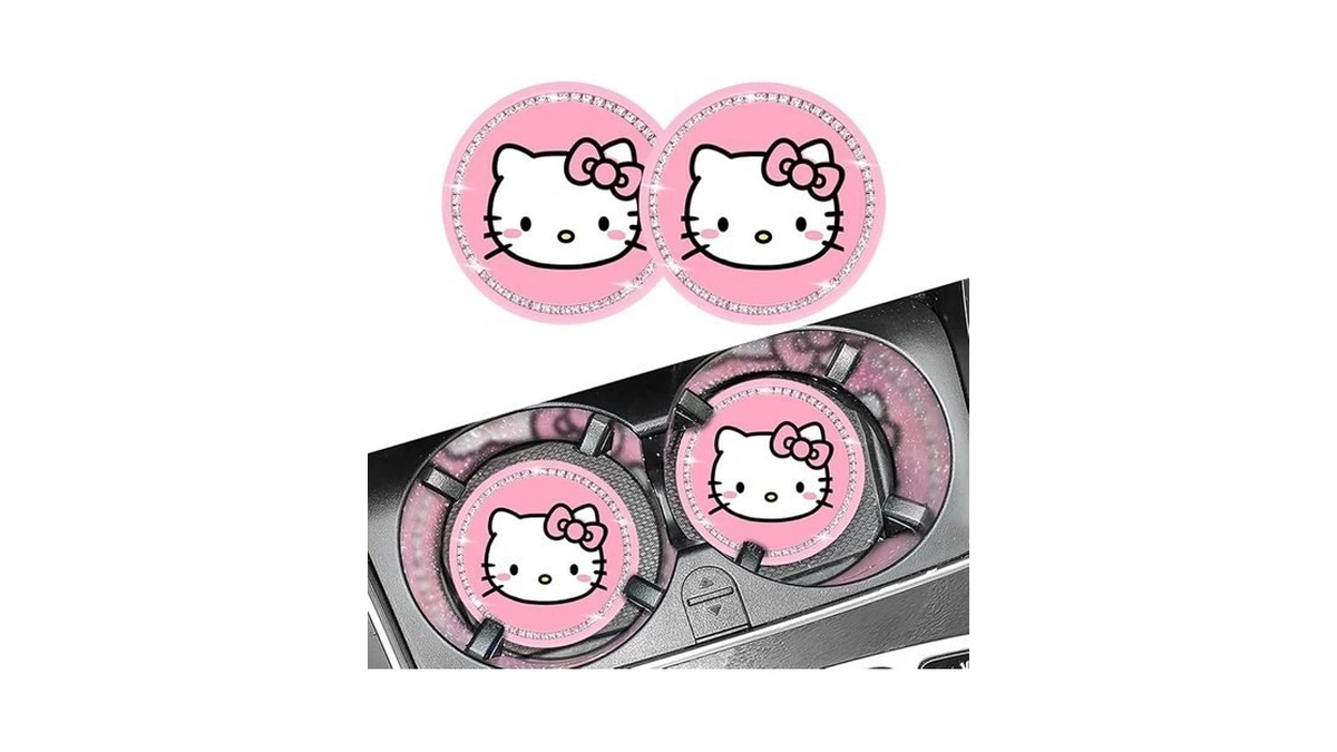 2pcs Cute Kitty Cup Holder Coasters, Black Silicone Anti-slip Car