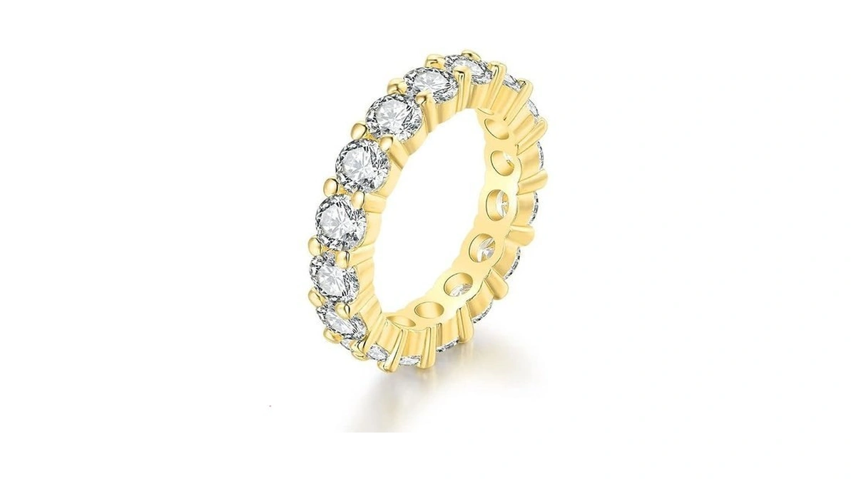 Cutepul Love Ring 18k Gold Plated Cubic Zirconia Titanium Steel
