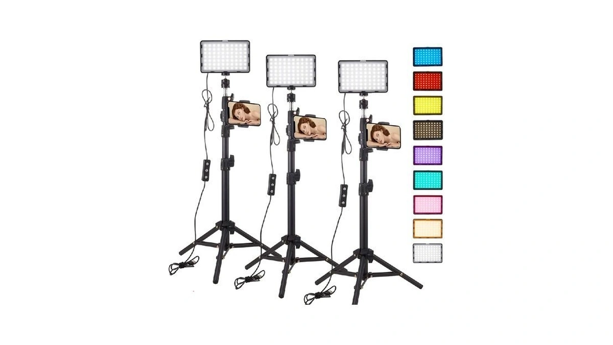 3pack Led 9color Filter Studio Streaming Lights Photography Video Lighting