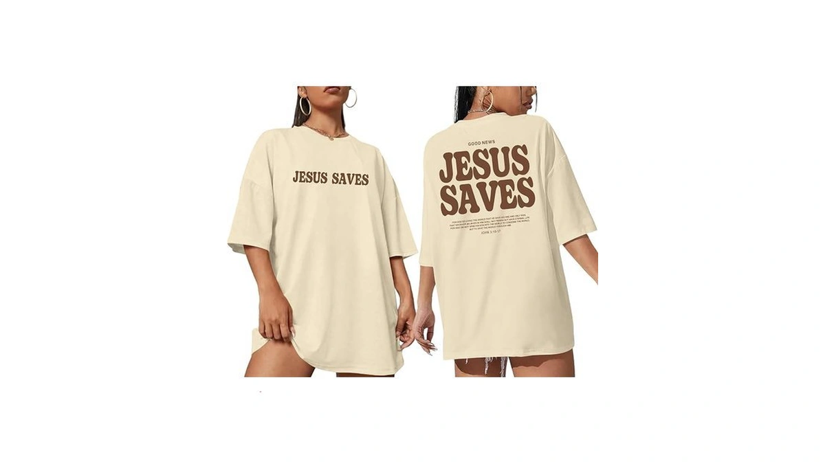 Women Christian Shirt Oversized Funny Saying Religious Shirts Jesus Tee