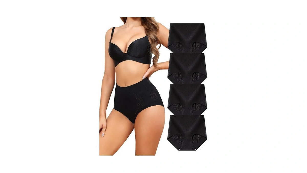 Levao 4 Pack Black Womens Underwear High Waisted Seamless Ladies