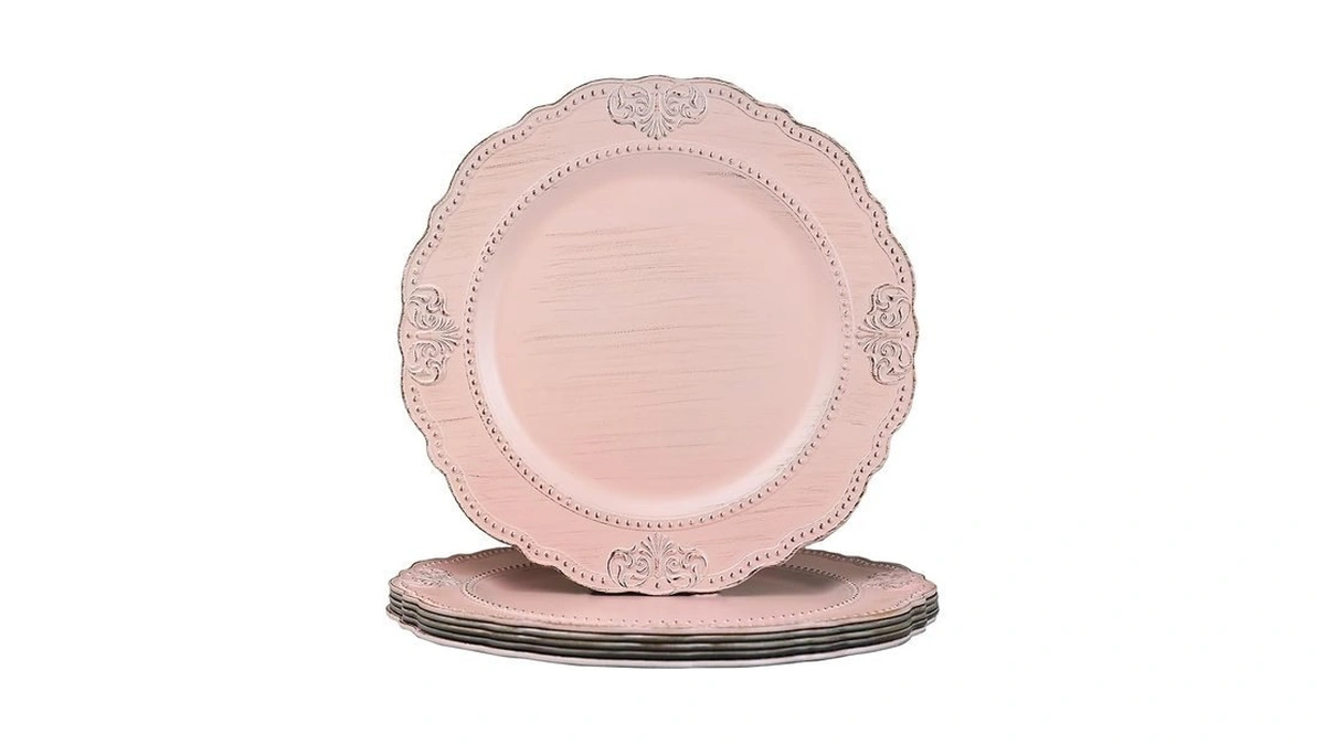 Spsyrine Antique Pink Charger Plates Set Of 6, 13" Embossed