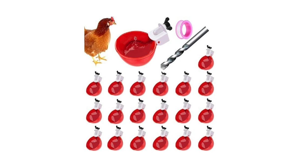 20 Pack Chicken Waterer Cups 3/8 Inch Large Automatic Chicken