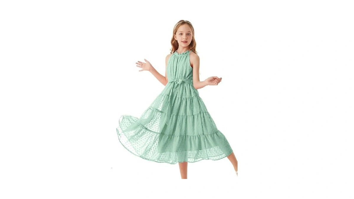 Grace Karin Girls Halter Neck Dress Sleeveless Casual A-line Flowy