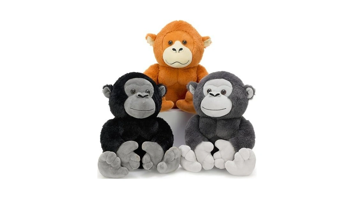 Morismos Gorilla & Orangutan Stuffed Animals 3 Pack, 12 Inch