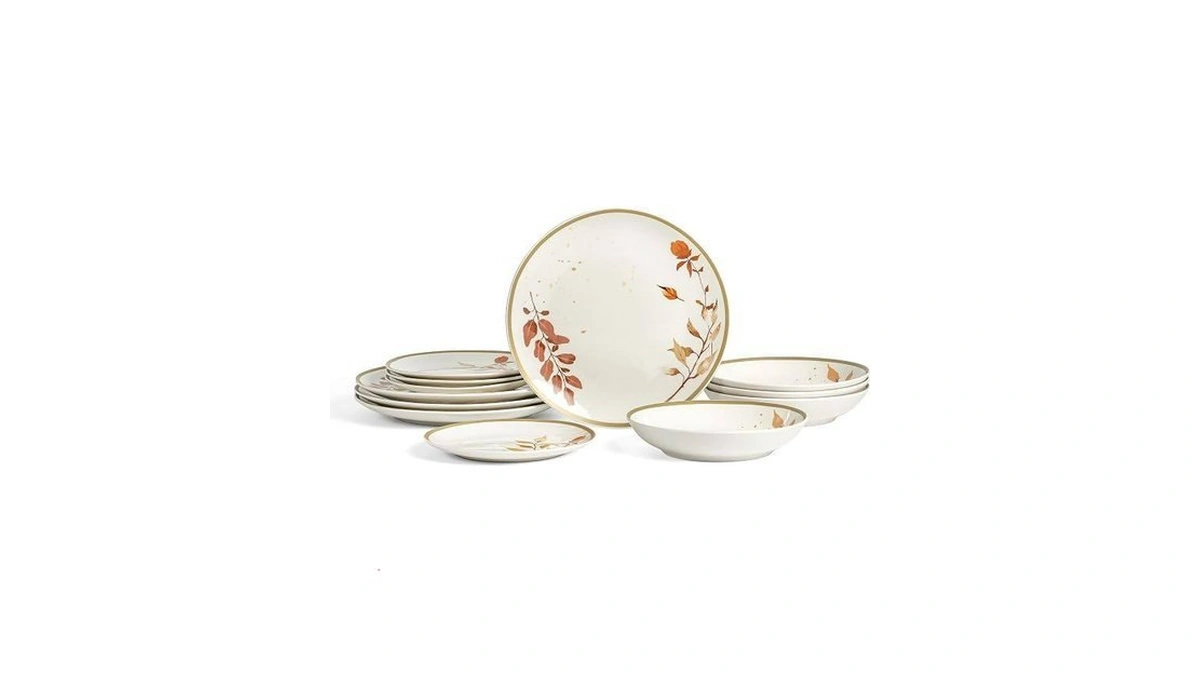 Stone Lain Maple 12-piece Dinnerware Set Porcelain, Plates And Bowls