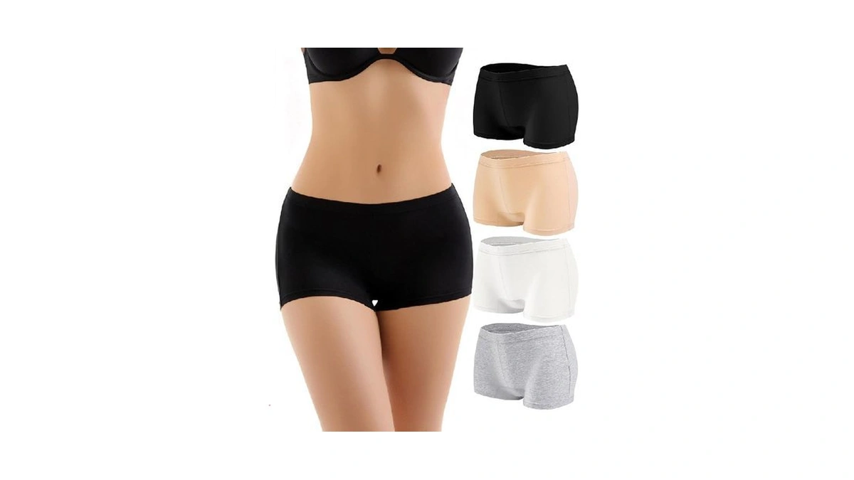Redoll 4 Pack Women's Cotton Boyshorts Panties Boxer Briefs For