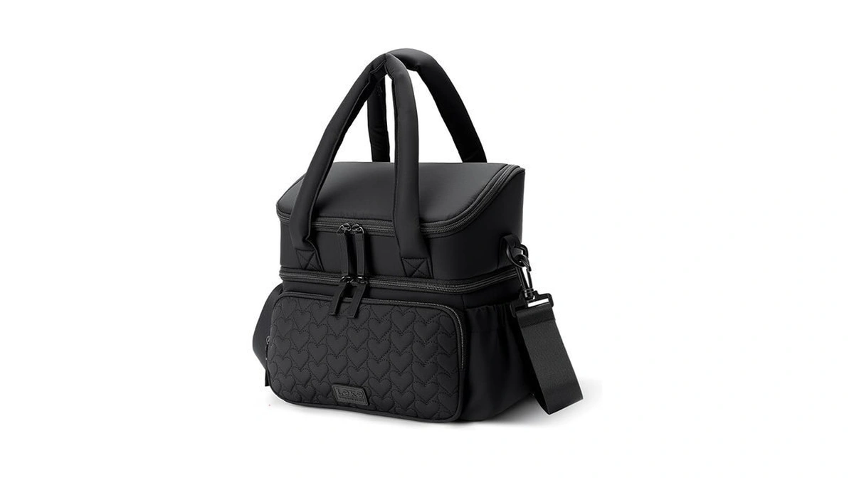 Lekespring Double Deck Lunch Bag, Insulated Lunch Box Women, Quilted