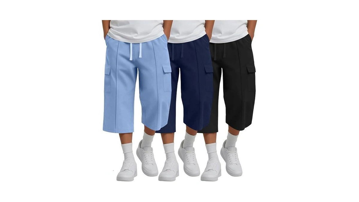 Lessonzoo 3 Pack Boys Cargo Capri Pants 6-16 Years Teen