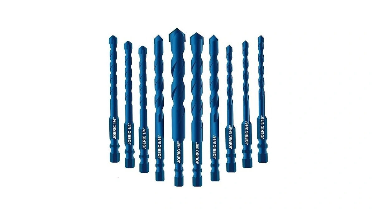 Joeric 10pcs Blue Masonry Drill Bits, Concrete Drill Bit Ceramic