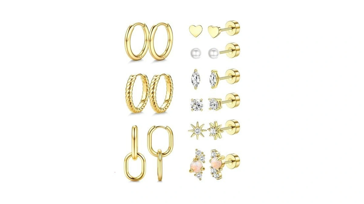 Yadoca 20g Hypoallergenic Flat Back Earrings For Women 18k Gold