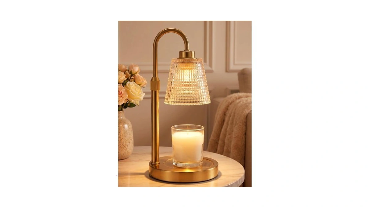Innqoo Gold Candle Warmer Lamp With Timer, Dimmable Candle Warmer