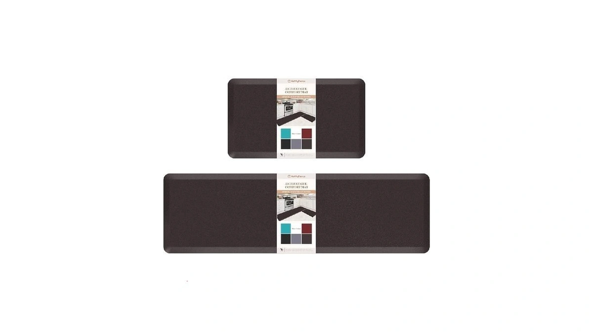 Happytrends Kitchen Mat,17.3"x28"+17.3"x60" Chocolate, Cushioned Comfort Anti-fatigue Waterproof Floor Mat