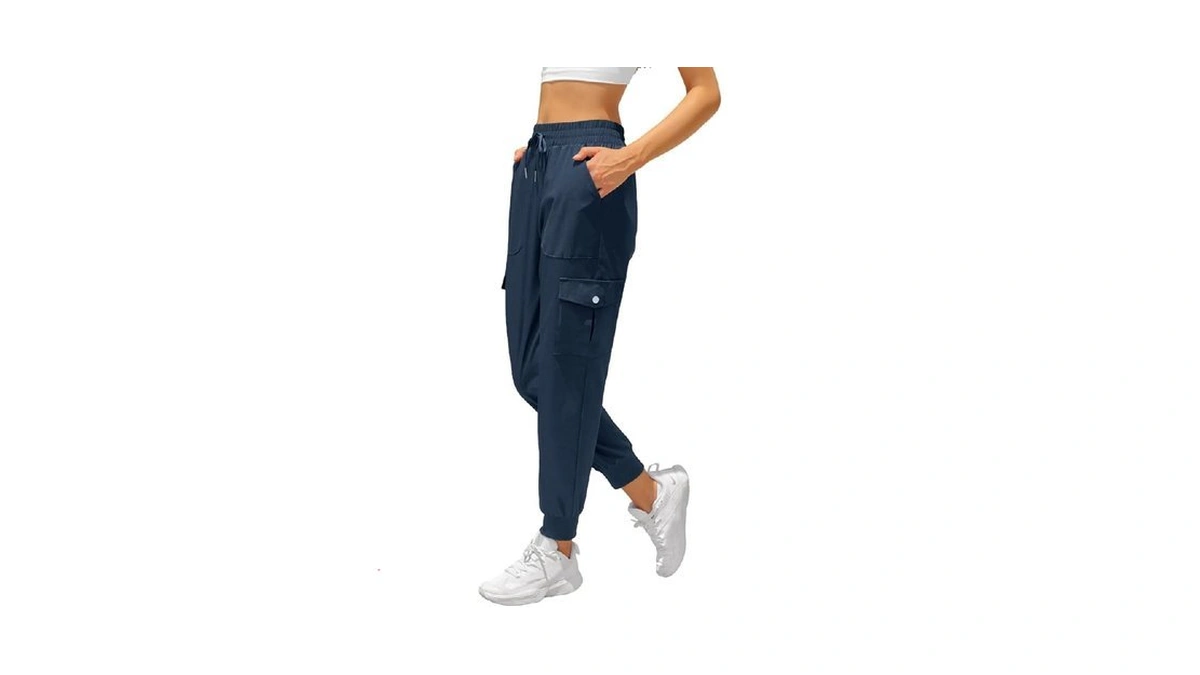 Jekaoyi Womens Cargo Pants High Waisted Hiking Bottom With Drawstring