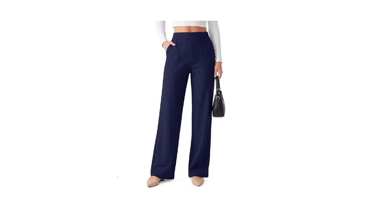 G4free Yoga Pants For Women Waffle Knit Wide Leg Trousers