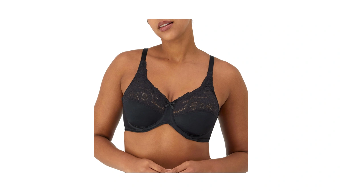 Lilyette Women's Comfort Lace Minimizer Bra, Black, 38d