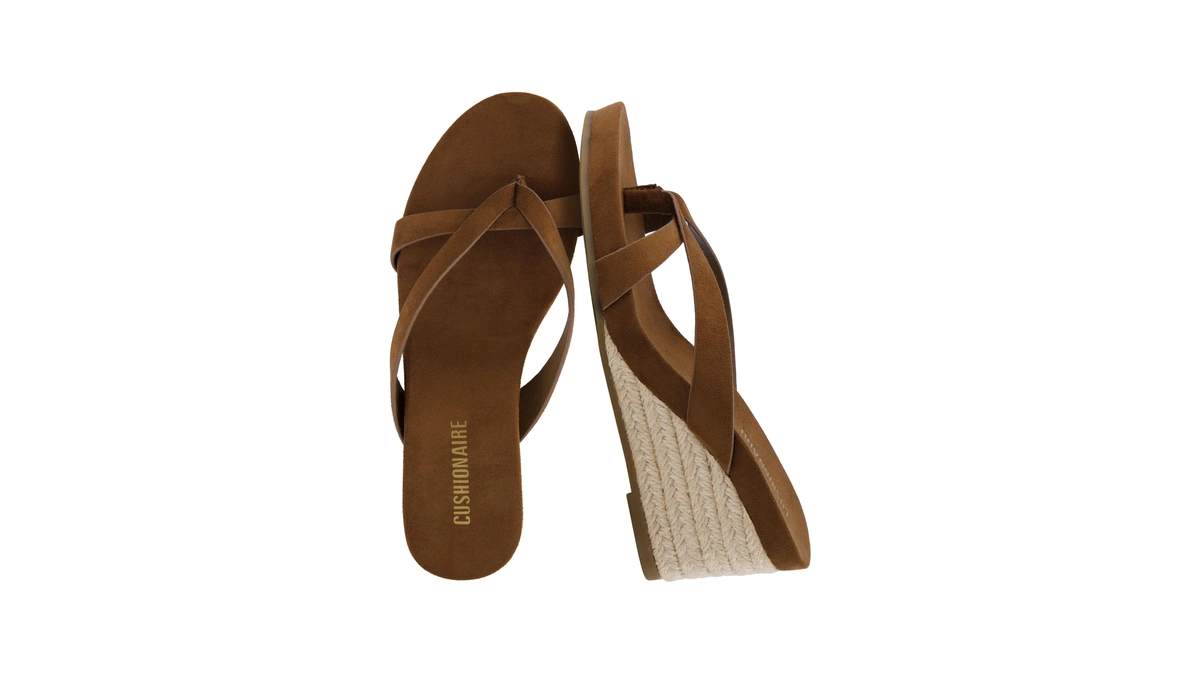 Cushionaire Ferry Espadrille Wedge Sandals For Women, Thong Platform Flip