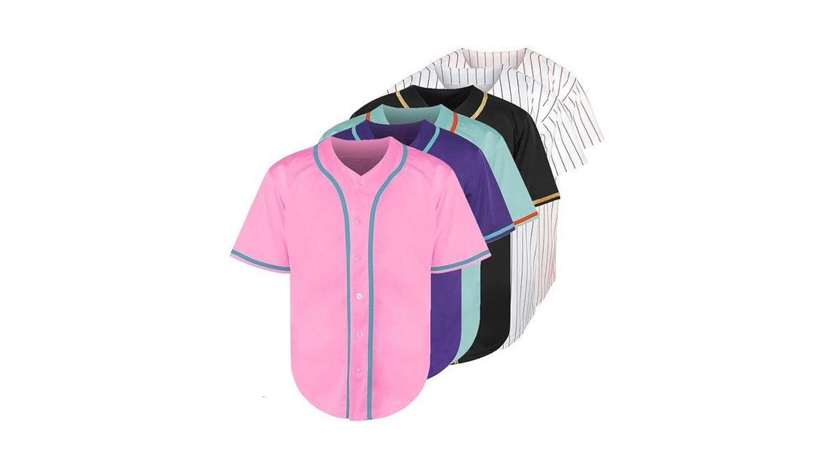 Blank Baseball Button Down Jersey Plain Short Sleeve Hipster Hip