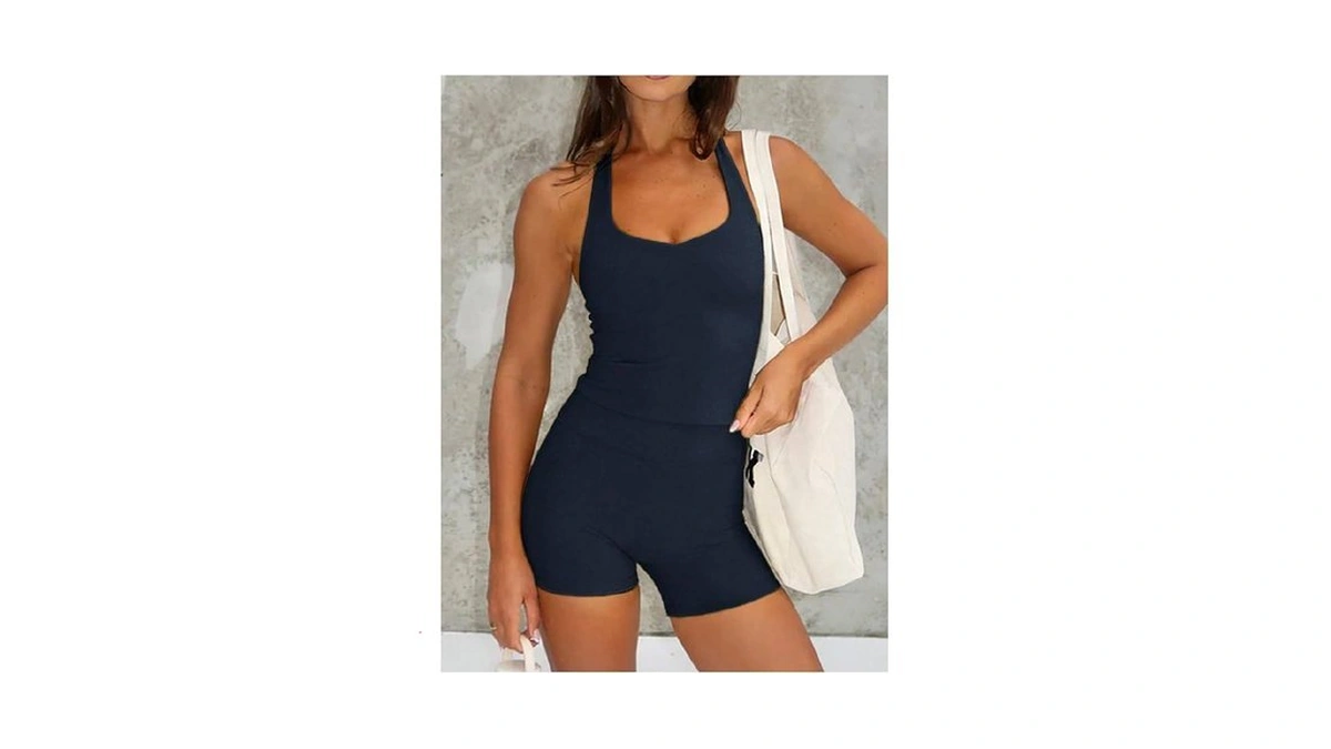 Makemechic Women's Workout Sets Halter Tank Top Biker Shorts Athletic