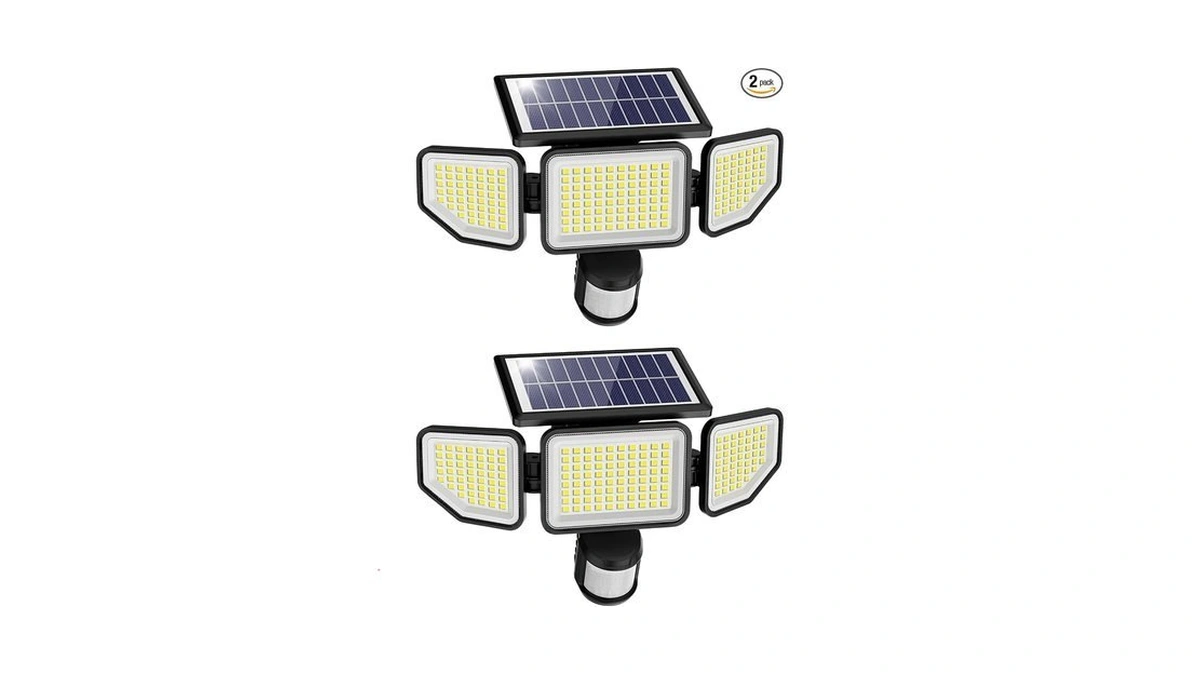 Onforu 4500lm Solar Lights Outdoor, 3 Heads Security Lights With