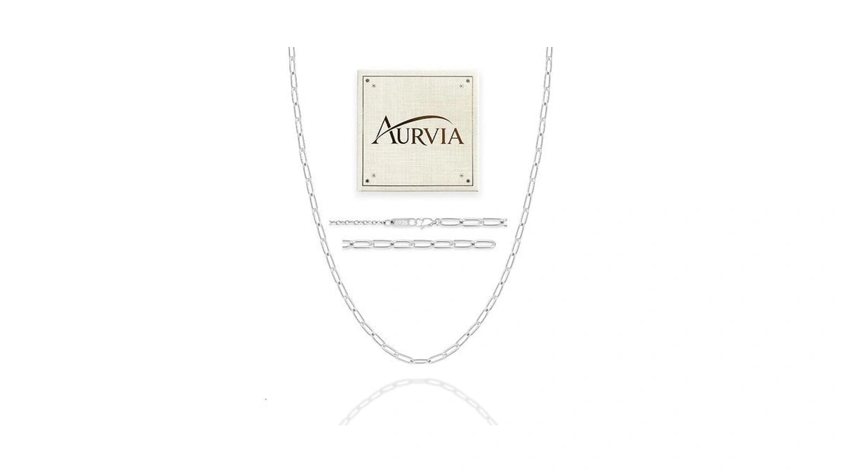 Aurvia S925 Sterling Silver Paperclip Chain Necklace For Women, 3mm