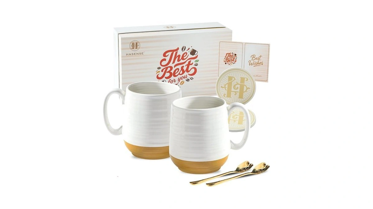 Hasense Ceramic Couple Coffee Mug Gift Set, 20oz Mugs Set