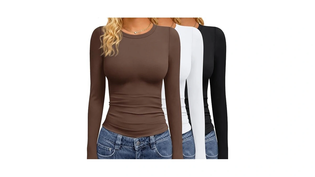 Gayhay 3 Pack Long Sleeve Shirts For Women Basic Tops