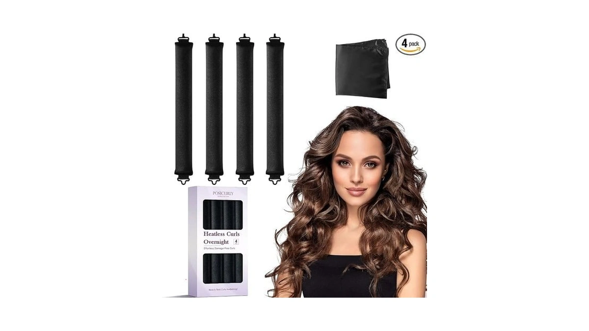 Heatless Curls Overnight Hair Curlers - 4 Pcs No-heat Curling