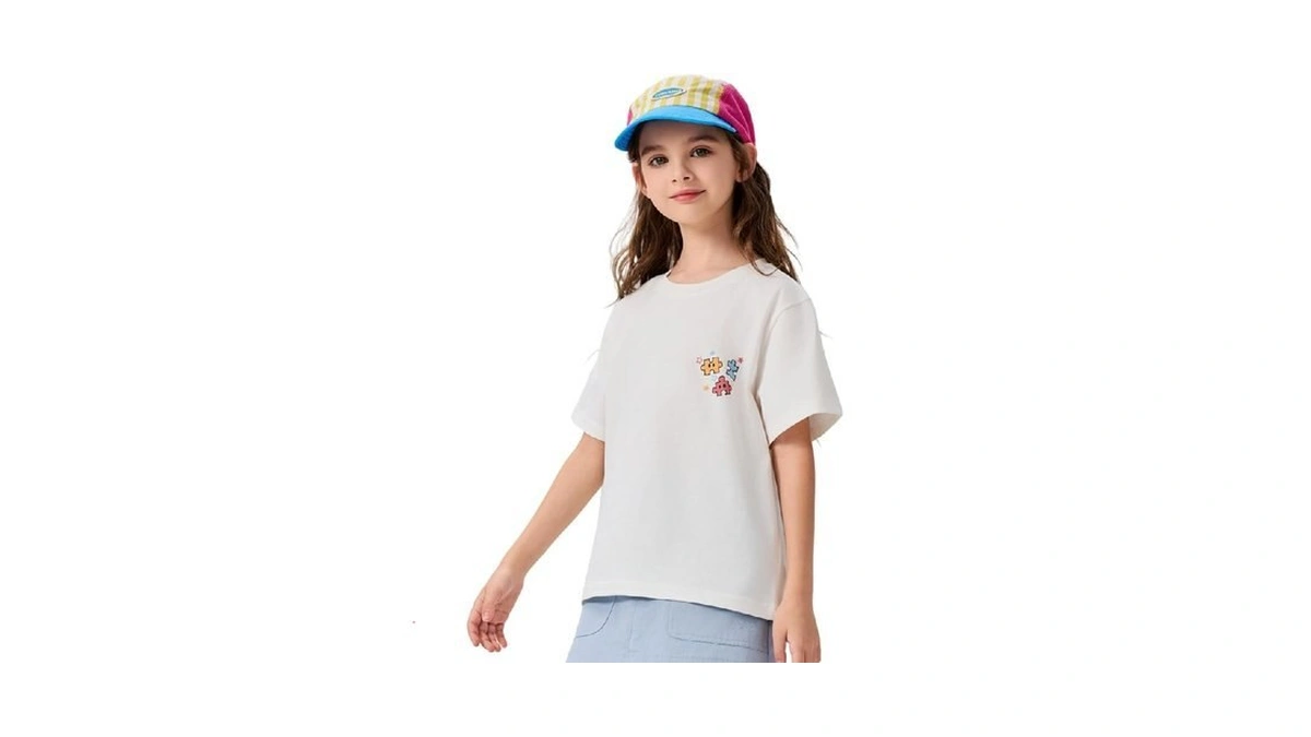 Mianzhi Girl's Graphic Tee Shirt Round Neck Short Sleeve T
