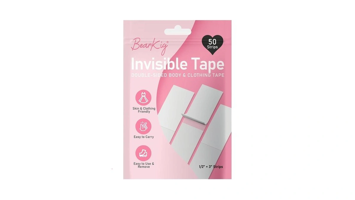 Bearkig 50-strips Double-sided Tape For Fashion, Invisible Clear Fabric Tape