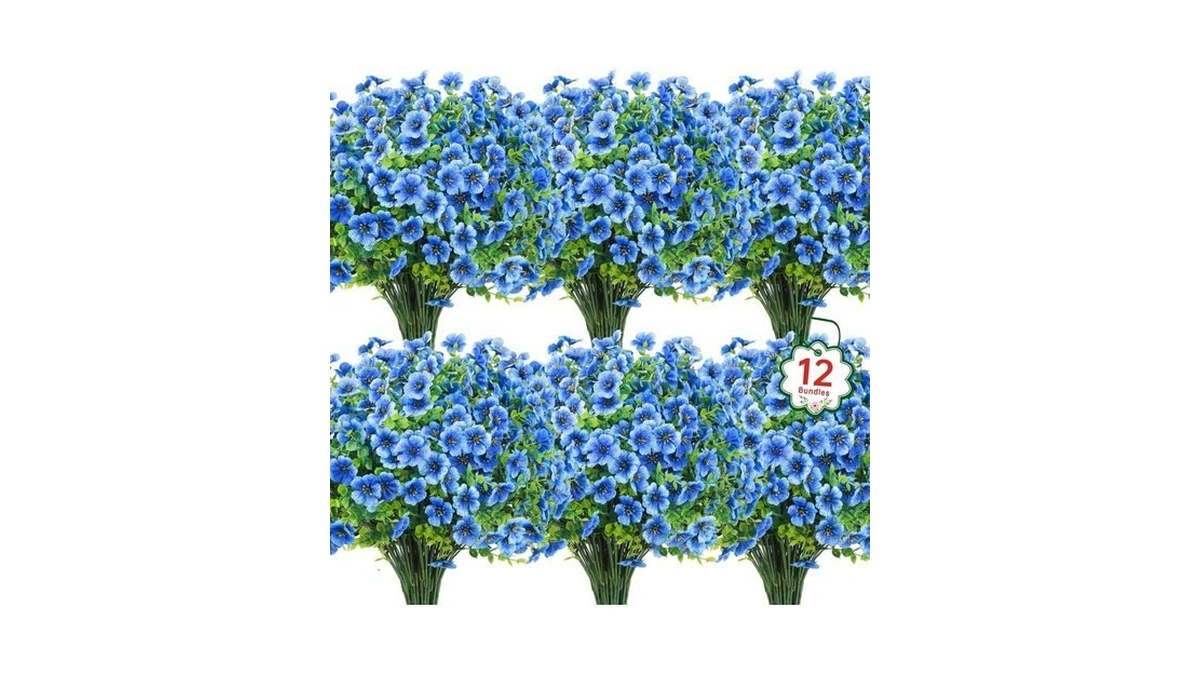 Ouddy Decor 12 Bundles Artificial Flowers For Outdoors Fake Silk