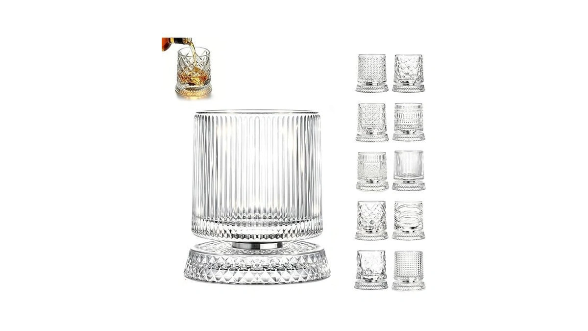 360° Rotating Whiskey Glass Unique Gift For Men Dad (vertical