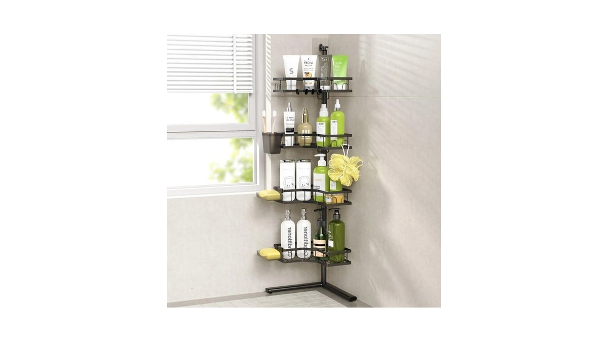 Foukus Corner Shower Caddy Standing: 4-tier Rustproof Shower Shelves Corner