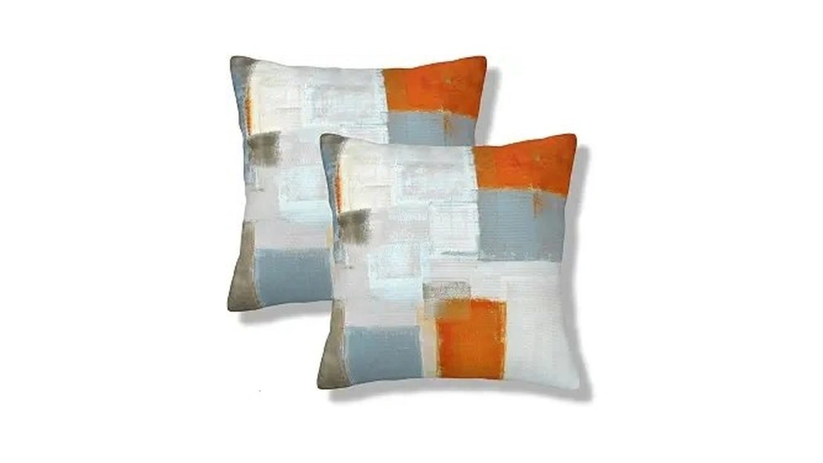 Noctilyra Orange Grey Throw Pillow Covers 18x18 Set Of 2